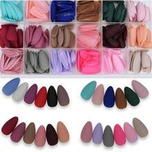576 piezas de uas cortas a presin, 24 colores acrlicos, uas postizas cuadradas cortas, color slido, cubierta completa, puntas de uas postizas para mujeres y nias, decoraciones de uas - Multicolor - Ver 3