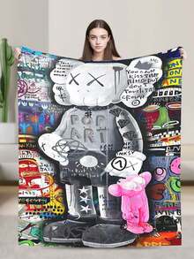 Kawss Merch Kawaii Kaw Blanket For Men Women Warm Cozy Fluffy Throw Blankets For Bed - 黑色 - 查看 5