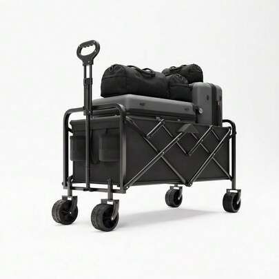Heavy-Duty Foldable Wagon Cart - Large Capacity With Drink Holders For Multi-Scene Outdoor & Daily Use
