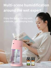 1pc Rotating Starry Sky Air Humidifier & Aroma Diffuser, 280ml, Compact & Quiet, Suitable For Women's Skincare Hydration, Bedroom, Car And Home Humidification, No Battery Required