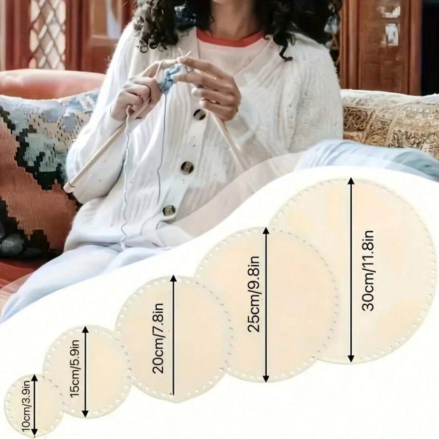 5pcs Unfinished Wooden Crochet Woven Basket Bottoms - Round, DIY Crafts & Weaving Supplies, Suitable For Bags And Baskets, Blank Art Boards, Durable Wooden Weaving Material For DIY Crafts, Crochet, Adult Crafts, Sewing Supplies, Sewing And Personalized Gifts, DIY, Craft Kits, Great For Adult Crafts, Craft Supplies And Home Decor Items, Weaving Essentials, Weaving Accessories