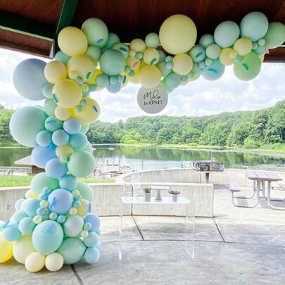 153pcs Blue Green Yellow Balloons Arch Kit 1st Birthday Party Decoration Balloon Garland Baby Shower Boy Christening Baptism Decor