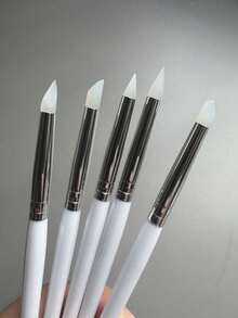 5Pcs Rhinestone Dotting Silicone Pen, Clear Dual-Ended Nail Art Tool For Acrylic 3D Flower Carving & Manicure Shaping - 無色 - 查看 4