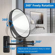 TYUI 9 Inch Large Wall Mounted Makeup Mirror 1X/10X Magnifying Mirror Double-Sided 360° Swivel Extendable Makeup Mirror For Bathroom Black - màu đen - Xem 3