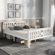 Single Wooden Bed Consisting Of A Bed Frame With Slatted Base And A Headboard - 90 X 200 Cm, Solid Pine, Children's Bed, Teenager's Bed, White - White 1 - View 12