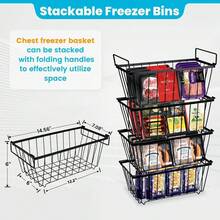 4 PCs /Set Freezer Organizer Bins - Large Stackable Deep,  Easy Get Bottom Foods Without Digging, Chest Freezer Organizer Prevent Frozen Food Waste, Black - màu đen - Xem 3