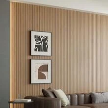 Yutianli PVC Slat Wall Panel Peel And Stick 236"X 15.7" Faux Wood Slat Panel Artificial Oak Wood Grain Self-Adhesive Soundproof 3D Wall Panel For Walls And Ceilings - 236"x15.7"+橡木 - 查看 2