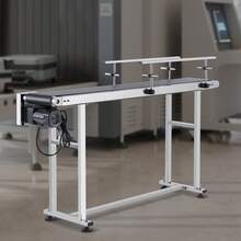 Transportador de banda , mesa transportadora de 59 x 7,8 pulgadas, transportador de banda motorizado de acero inoxidable de alta resistencia para aplicaciones de codificación por inyección de tinta, banda de PVC motorizada, velocidad ajustable antiestática (barandilla doble) - Plateado - Ver 9