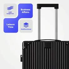 Luggage Set 20/24 Aluminum Frame Luggage Set With Cup Holder & Charge TSA Lock,Hardshell Zipperless Design Carry On And Checked Luggage Unisex (Model A – Black 20inch) - 黑色 - 查看 9