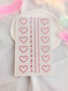 粉色爱心DIY眼部宝石装饰，水钻贴纸，适用于婚礼、派对、音乐会、音乐节、Y2K风格、艺术人体彩绘配件 - 粉色 - 查看 8