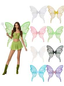 1PC Super Large Gold Foil Butterfly Wing, Shiny And Transparent Angel Fairy Wings, Adult Costume Props. Suitable For Various Holiday Parties, Bars,Elfears, And Christmas - Multicolor - View 11