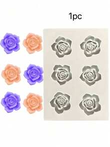 6-Cavity Rose Flower Shaped 3D Silicone Mold - Floral Mold Suitable For Scented Candles, Handmade Soaps, Wax Melts, Resin Crafts And DIY Projects | Reusable Non-Stick Silicone Mold, Great For Crafters And Gift Making. Suitable For Halloween, Christmas And Thanksgiving. - Multicolor - View 10