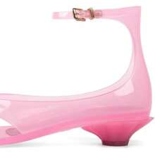Agodor Jelly Thong Heeled Sandals For Women,Clear Flip Flop Low Kitten Heels For Women Square Open Toe Strappy Summer Casual Beach Adjustable Buckle Dress SandalsChristmas - Hồng - Xem 3