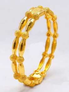 1件24K镀金锌合金奢华开口手镯，女士时尚配饰，中东风格 - 金黃色4 - 查看 18