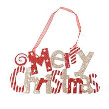 Merry Christmas Welcome Sign Cute Candy Letter Hanging Sign Holiday Wall Plaque For Home - White - View 7