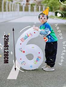 1pc32 Inch White Birthday Digital Smiling Face Daisy Aluminum Film Balloon Baby Birthday Photo Prop Digital Decoration Internet Celebrity Sun - Multicolor - View 4