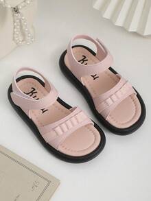 Giày sandal Mary Jane dễ thương và đơn giản cho bé gái, mũi giày màu hồng có khóa dán thời trang, giày công chúa đế mềm nhẹ, phù hợp với mọi mùa - Hồng - Xem 3