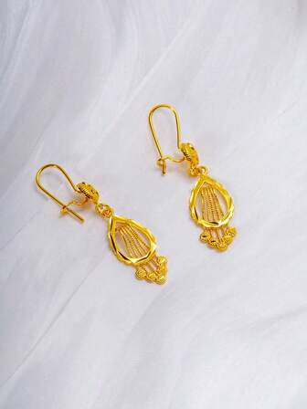2 piezas Pendientes de cadena con hoja de lujo de moda para mujeres, color dorado de 24K, personalizado DIY, regalo para la mejor amiga, novia, esposa, festividades, cumpleaños, adecuado para uso diario y festivales