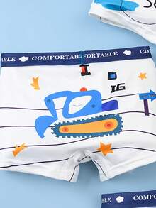 4pcs/Pack Boys' Comfortable Breathable Cartoon Car & Truck Print Briefs, Kids Underwear