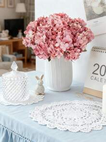 1/80 Bouquet Artificial Hydrangea Flowers, Suitable For Valentine's Day Gift, Birthday Party Decor, Wedding Flower Basket, Bridal Bouquet, Home Decor, Restaurant, Bedroom, Windowsill, Vase Decor, New Year Decor, Outdoor Garden - Hot Pink - View 6