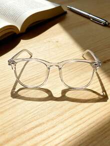 1pc 2025 Autumn/Winter Popular Casual Tritan (Copolyester) Women Optical Glasses - Clear - View 2