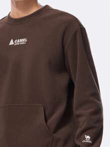 CAMEL CROWN Outdoor Fleece Hooded Sweatshirt, Autumn And Winter Sports Fleece Sweatshirt, Fleece Couple Crew Neck Loose Casual Hooded Long-Sleeved Sweatshirt. - French Brown - View 2