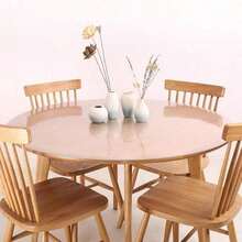 1.0毫米厚高品质圆形PVC桌布，透明，可定制，适用于餐桌、书桌、厨房、地板、派对、秋季、圣诞节等场合。 - 白色 - 查看 7