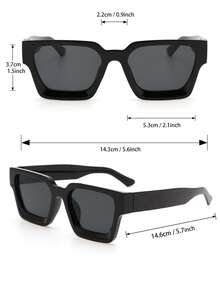 4副男士方形圆形塑料经典现代简约百搭太阳镜，基础休闲风格，适合度假、户外休闲活动、旅行装饰。 - 彩色 - 查看 4