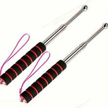 1/2pcs Retractable Teaching Pointer, Stainless Steel Tour Guide Flagpole With Plastic Sleeve And Outdoor Hook, Extendable 51.2 To 71.7 Inches, Metal Construction