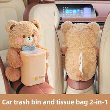 1 pieza Caja de pañuelos con diseño de oso y conejo, dispensador de pañuelos 2 en 1, dispensador de pañuelos portátil e impermeable con diseño de dibujos animados para coche/hogar/baño, decoración del hogar, organizador de escritorio, artículo para el hogar, decoración de dormitorio, accesorio de cocina - Multicolor - Ver 4