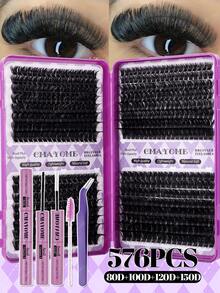 CMAYOME 576/592/640簇自然柔软超轻假睫毛，密度从10D到150D混合，长度8-16毫米，D型卷翘，厚度0.07毫米。适用于日常DIY睫毛嫁接、卡通风格睫毛、DIY分段延长睫毛尾部，以及假睫毛工具套装。 - 彩色 - 查看 17