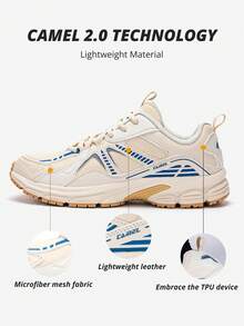 CAMEL CROWN 女士运动慢跑全地形鞋，春夏季慢跑透气休闲登山鞋 - 象牙白/遠山藍 - 查看 2