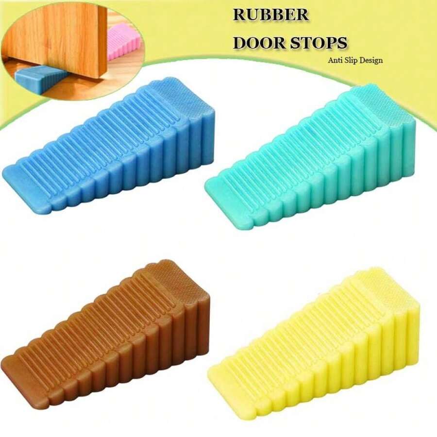5pcs Silicone Door Stop Wedge Safety Stoppers Reusable Shock Absorbent Home Office Anti-Folder Hand Door Stopper Anti-Collision - Multicolor - View 1