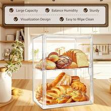 Panera acrílica, almacenamiento de pan transparente, 2 capas ajustable, material para mascotas de calidad alimentaria, también adecuado para manualidades, cajas ciegas - Estilo A - Ver 4