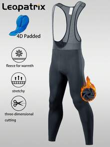 LEOPATRIX Men's Thermal Cycling Bib Pants With 3D Padded Chamois - Winter Warmth, Compression Fit, -Friction Design & Breathable Mesh - Snug Tight-Fit Bike Tights For Road, Mountain, Commuter Biking - Dark Grey - View 1