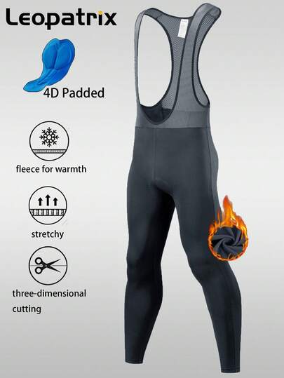 LEOPATRIX Termiska cykelbyxor för män med 3D-vadderat sämskskinn - Vintervärme, kompressionspassform, friktionsdesign och ventilerande mesh - Åtsittande och åtsittande cykeltights för landsväg, mountainbike och pendling
