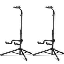 CAHAYA Universal Floor Guitar Stand - Folding Stands With Neck Holder For Acoustic Electric Classical Bass Guitars - 2Pack CY0287 Ideal For Home Practice Studio Use And Live Performances Durable Metal Construction With Non-Slip Pads Compact Design For Easy Storage And Transport - 黑色 - 查看 1