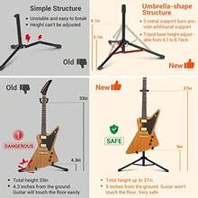 CAHAYA Universal Floor Guitar Stand - Folding Stands With Neck Holder For Acoustic Electric Classical Bass Guitars - 2Pack CY0287 Ideal For Home Practice Studio Use And Live Performances Durable Metal Construction With Non-Slip Pads Compact Design For Easy Storage And Transport - 黑色 - 查看 4