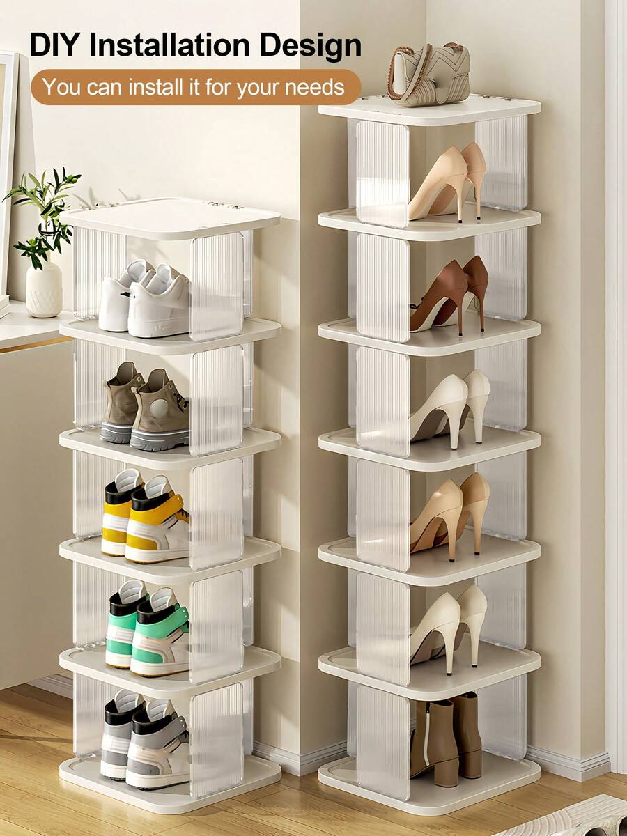 Shoe Rack For Closet, Space Saving Shoe Organizer, Sturdy Storage Shelf, Closet Organizers And Storage, Shoe Cabinet For Upright Or Upside Down, Large Space Fit All Shoe Sizes, Stackable Free Standing Shoe Rack For Entryway, Garage, Corridor, Apartment Essentials, Home Organization - White - View 1