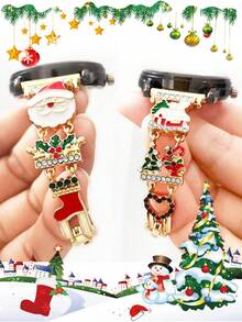 1pc Christmas Element Smart Watch Band, Fits 20mm/22mm Watch Straps Compatible With Samsung Galaxy Watch, Garmin, Amazfit, Etc. Also Compatible With Apple Watch Series 10/9/8/7/6/SE/5/4/3/2/1 38/40/41/42/44/45/46/49mm. Christmas Bell, Reindeer, Santa Claus Decoration, Fashionable Smart Watch Accessory - Adjustable Length (Band Only, Watch Not Included) - Multicolor - View 2