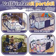 Corral Para Bebé Corral De Juegos Bebés, Corral Plegable Bebe Con Una Alfombra De Juegos, Con Aro De Baloncesto, Porteria De Soccer Y 20 Bolas Oceánicas Apto Para Uso En Interiores Y Exteriores Por Niños De 0 A 6 Años - azul real - Ver 8