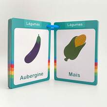 Lachilly Juego de 162 tarjetas de vocabulario francés, incluye temas de alimentos, animales, frutas, partes del Body, herramienta de aprendizaje interactiva para maestros y estudiantes, ayuda para el aprendizaje del francés, juguete educativo para el hogar/escuela - Multicolor - Ver 11