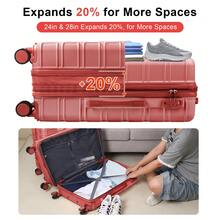 AAIVV 4-Piece Expandable Luggage, ABS Travel Luggage Set With Dual Spinner Wheels, TSA Lock Hard Shell Durable Travel Bag Luggage Set (13/20/26/28 Inch) Is Suitable For Everyone's Travel Needs - 玫瑰金 - 查看 3