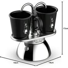 Mini Induction Set With 2 Cups Stainless Steel Moka Set Suitable For Induction Hobs Black Aluminium And Stainless Steel Coffeemaker 2 Cup Capacity 90 Ml - Black - View 3
