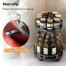 3 TIER 360° ROTATING SPICE RACK ORGANIZER METAL KITCHEN SEASONING JARS SHELF UK - Multicolor - View 4