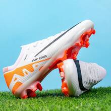 男士舒适专业室内草地足球鞋，适合五人制室内/室外专业足球训练 - 橘色 - 查看 6