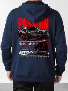 1pc Tween Boys' Casual Printed Pullover Hoodie Sweatshirt, Thermal Lined, Long Sleeve, Autumn/Winter