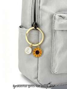 个性化向日葵钥匙扣，男孩礼物，吊坠，圣诞节，感恩节向日葵礼物 - 太陽花黃色 - 查看 5
