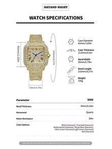 DAYAND NIGHT 2025新款镶钻腕表，42毫米全镶钻奢华石英表，男士金表，时尚腕表，商务宴会、日常佩戴、情人节、周年纪念日、生日礼物的完美之选 - 彩色 - 查看 12