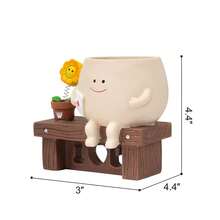 Cute Cartoon With A Smile Small Flower Bench, Succulent Flowerpot, Excellent Indoor Decoration, Unique Home/Office Flowerpot, Perfect Gift For Plant Enthusiasts - 杏色 - 查看 2
